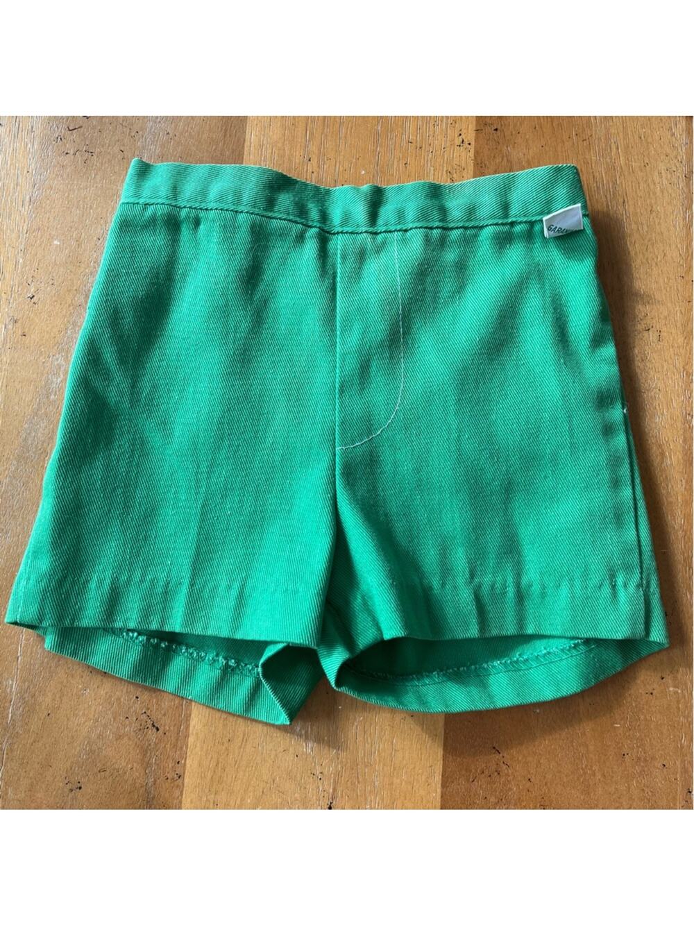Vintage Kid's Bright Green Shorts High Waist Soft Woven Size 2T Kelly Green Cute